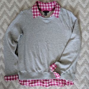 Gingham layered shirt sweater